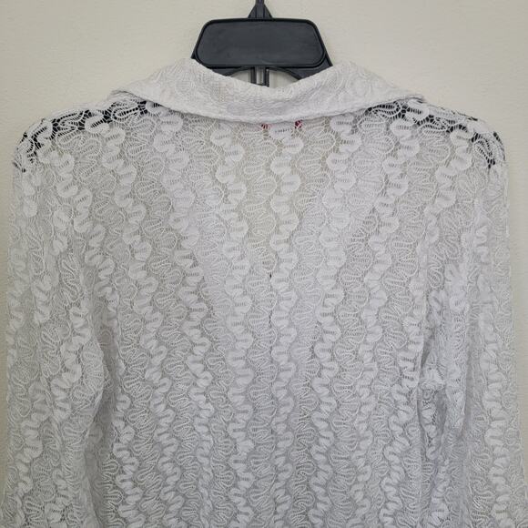 Vintage Y2K Paloma Carmin Knit See Through Collar Button Up Beach Cover Up Sz 36 - Picture 5 of 8